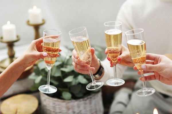 Champagne fa bene alla salute donne che brindano insieme
